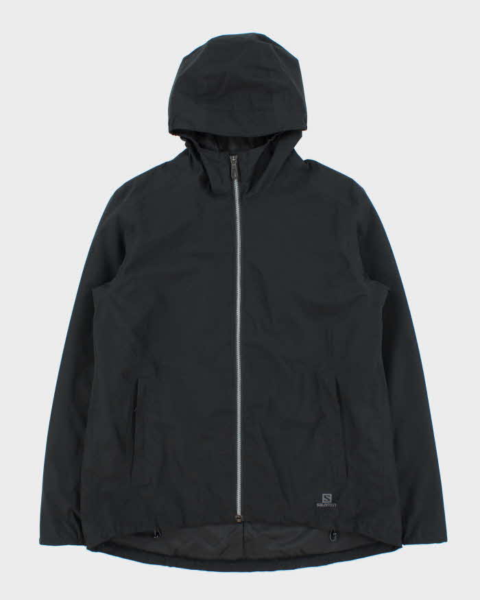 Vintage Salomon Black Soft Shell Hooded Windbreaker Jacket - M