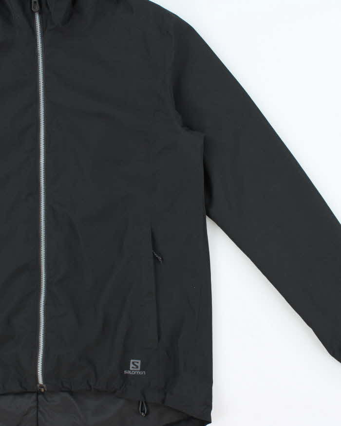 Vintage Salomon Black Soft Shell Hooded Windbreaker Jacket - M