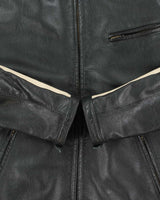 Vintage Y2K 00s Raspini Italian Calfskin Leather Fleece Lined Cafe Racer Moto Jacket - XL