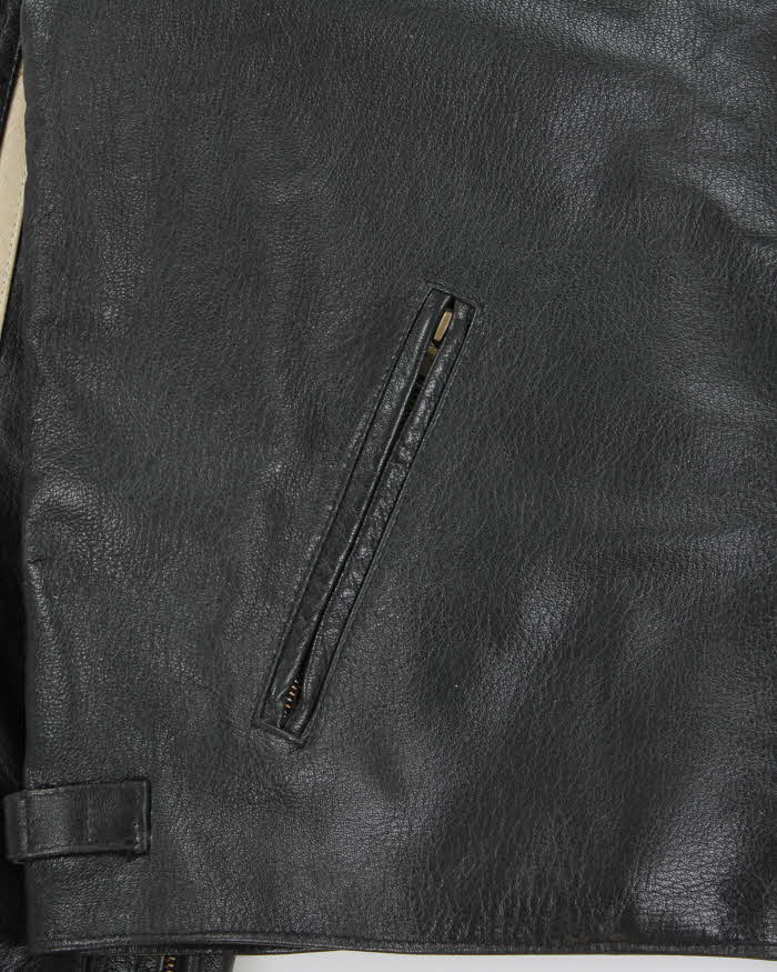 Vintage Y2K 00s Raspini Italian Calfskin Leather Fleece Lined Cafe Racer Moto Jacket - XL