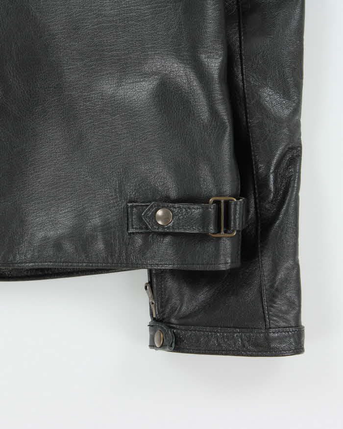 Vintage Y2K 00s Raspini Italian Calfskin Leather Fleece Lined Cafe Racer Moto Jacket - XL