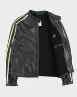 Vintage Y2K 00s Raspini Italian Calfskin Leather Fleece Lined Cafe Racer Moto Jacket - XL