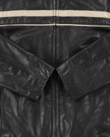 Vintage Y2K 00s Mexx Cream Taped Leather Cafe Racer Moto Jacket - M