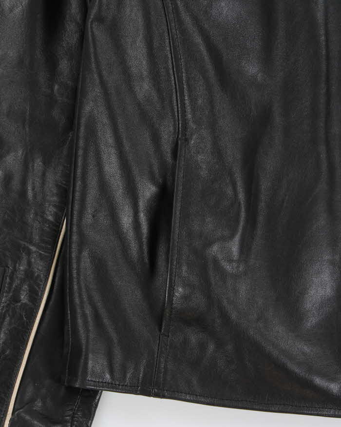 Vintage Y2K 00s Mexx Cream Taped Leather Cafe Racer Moto Jacket - M