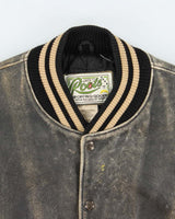 Vintage 1990s Roots Patina Leather Quilt Lined Made In Canada Varsity Bomber Jacket - L