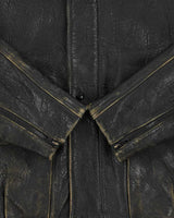 Vintage 1980s Golden Crown Bristol Made In Canada Quilt Lined Distressed Leather Cafe Racer Biker Jacket - XL