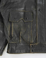 Vintage 1980s Golden Crown Bristol Made In Canada Quilt Lined Distressed Leather Cafe Racer Biker Jacket - XL