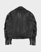 Vintage 1990s Golden Crown By Bristol Quilt Lined Leather Lace Cafe Racer Biker Jacket - M