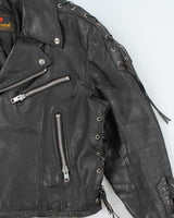 Vintage 1990s Golden Crown By Bristol Quilt Lined Leather Lace Cafe Racer Biker Jacket - M