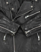 Vintage 1990s Golden Crown By Bristol Quilt Lined Leather Lace Cafe Racer Biker Jacket - M