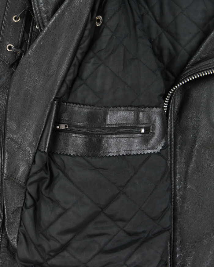 Vintage 1990s Golden Crown By Bristol Quilt Lined Leather Lace Cafe Racer Biker Jacket - M