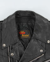 Vintage 1990s Golden Crown By Bristol Quilt Lined Leather Lace Cafe Racer Biker Jacket - M