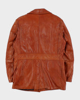 Vintage 1970s Symax Vancouver Cognac Tan Calfskin Leather Mid Length Jacket - L