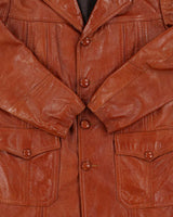 Vintage 1970s Symax Vancouver Cognac Tan Calfskin Leather Mid Length Jacket - L