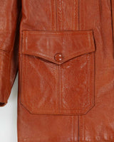 Vintage 1970s Symax Vancouver Cognac Tan Calfskin Leather Mid Length Jacket - L