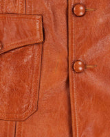 Vintage 1970s Symax Vancouver Cognac Tan Calfskin Leather Mid Length Jacket - L