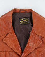 Vintage 1970s Symax Vancouver Cognac Tan Calfskin Leather Mid Length Jacket - L