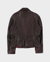 Vintage 1970s Marquis Of London Made In Canada Mahogany Goatskin Leather Belted Trucker Jacket - M