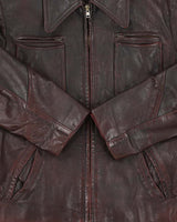 Vintage 1970s Marquis Of London Made In Canada Mahogany Goatskin Leather Belted Trucker Jacket - M