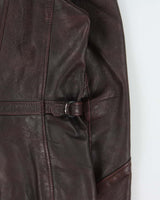 Vintage 1970s Marquis Of London Made In Canada Mahogany Goatskin Leather Belted Trucker Jacket - M