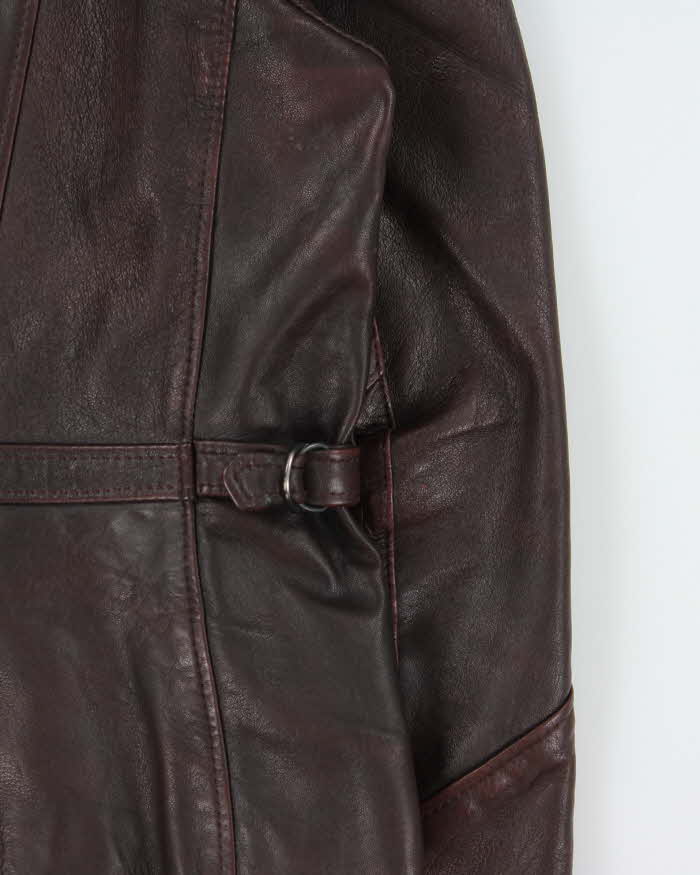 Vintage 1970s Marquis Of London Made In Canada Mahogany Goatskin Leather Belted Trucker Jacket - M