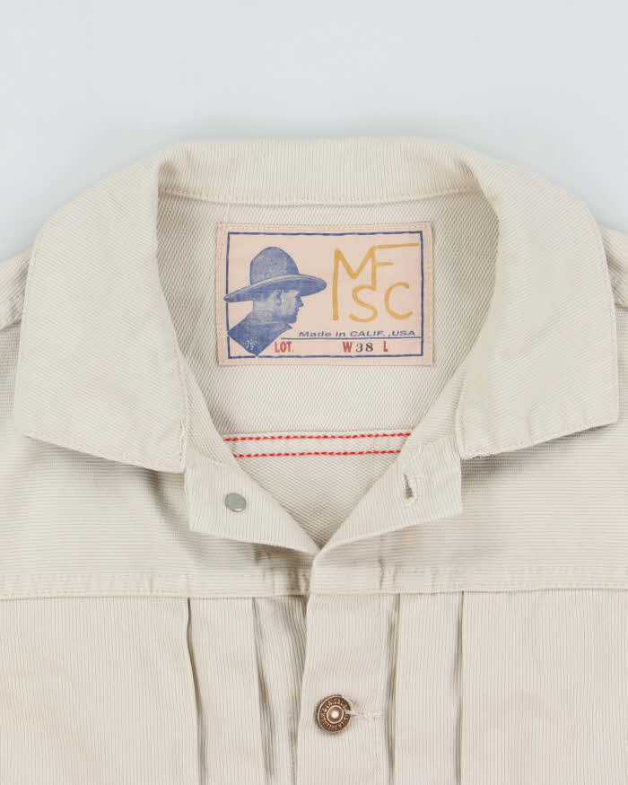 MFSC Mister Freedom x Sugar Cane Beige 'Ranch Blouse Randall' Denim Made In USA Buckle Back Jacket - M