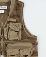 Vintage Columbia PFG Khaki Multi Pocket Utility Net Fishing Vest - XL