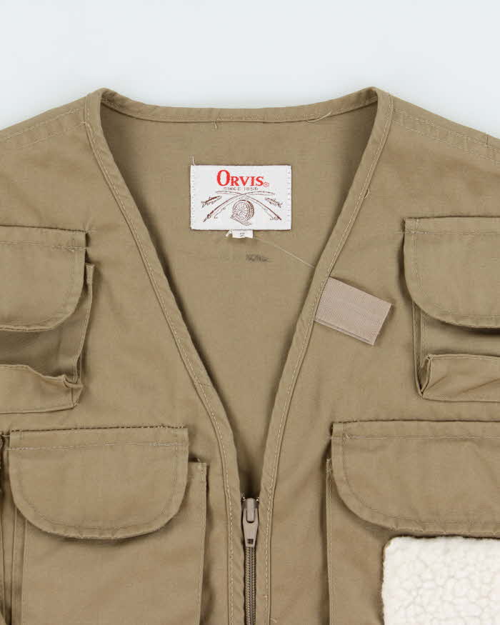 Vintage 1980s Orvis Khaki Canvas Multi Pocket Sportsman Fishing Vest - S