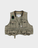 Vintage '04 Y2K Columbia PFG Khaki Canvas Multi Pocket Utility Fishing Vest - L