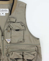 Vintage '04 Y2K Columbia PFG Khaki Canvas Multi Pocket Utility Fishing Vest - L