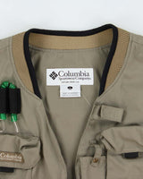 Vintage '04 Y2K Columbia PFG Khaki Canvas Multi Pocket Utility Fishing Vest - L