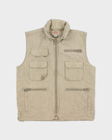 Vintage 1990s Banana Republic Desert Khaki Canvas Multi Pocket Utility Hunting Gilet - L