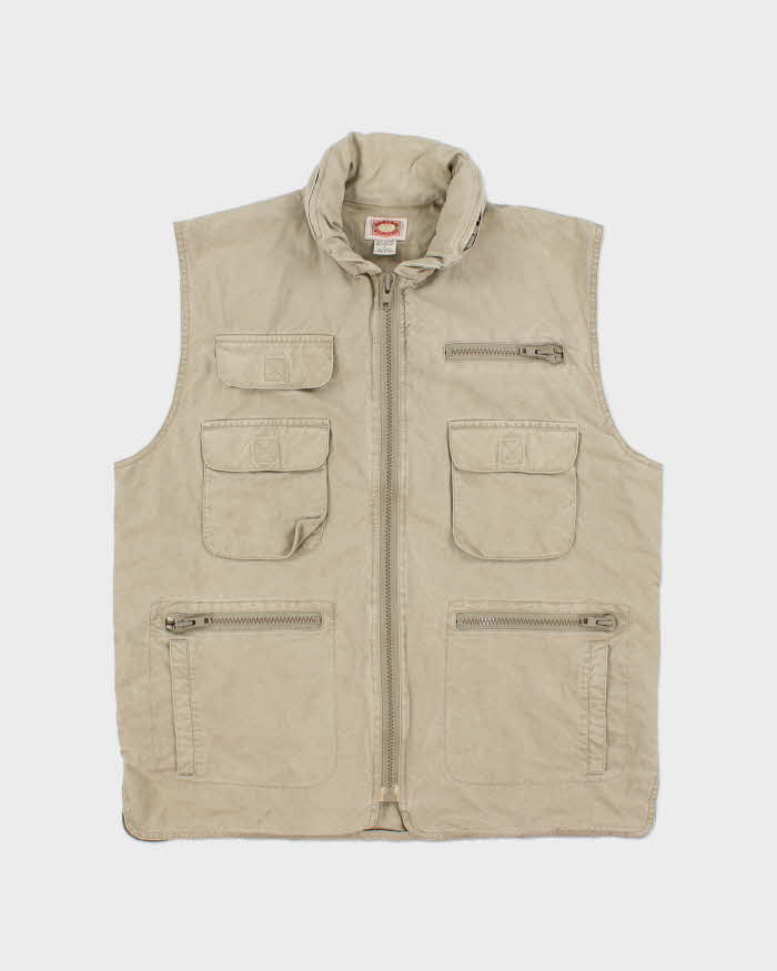 Vintage 1990s Banana Republic Desert Khaki Canvas Multi Pocket Utility Hunting Gilet - L