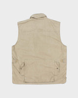 Vintage 1990s Banana Republic Desert Khaki Canvas Multi Pocket Utility Hunting Gilet - L