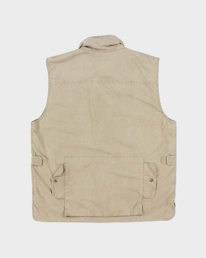 Vintage 1990s Banana Republic Desert Khaki Canvas Multi Pocket Utility Hunting Gilet - L