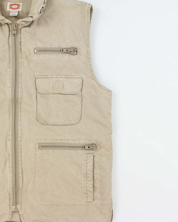 Vintage 1990s Banana Republic Desert Khaki Canvas Multi Pocket Utility Hunting Gilet - L