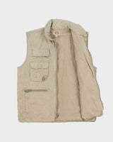 Vintage 1990s Banana Republic Desert Khaki Canvas Multi Pocket Utility Hunting Gilet - L