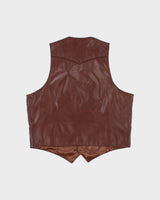 Vintage 1990s Pioneer Wear Brown Calfskin Leather Buckle Waistcoat - XL