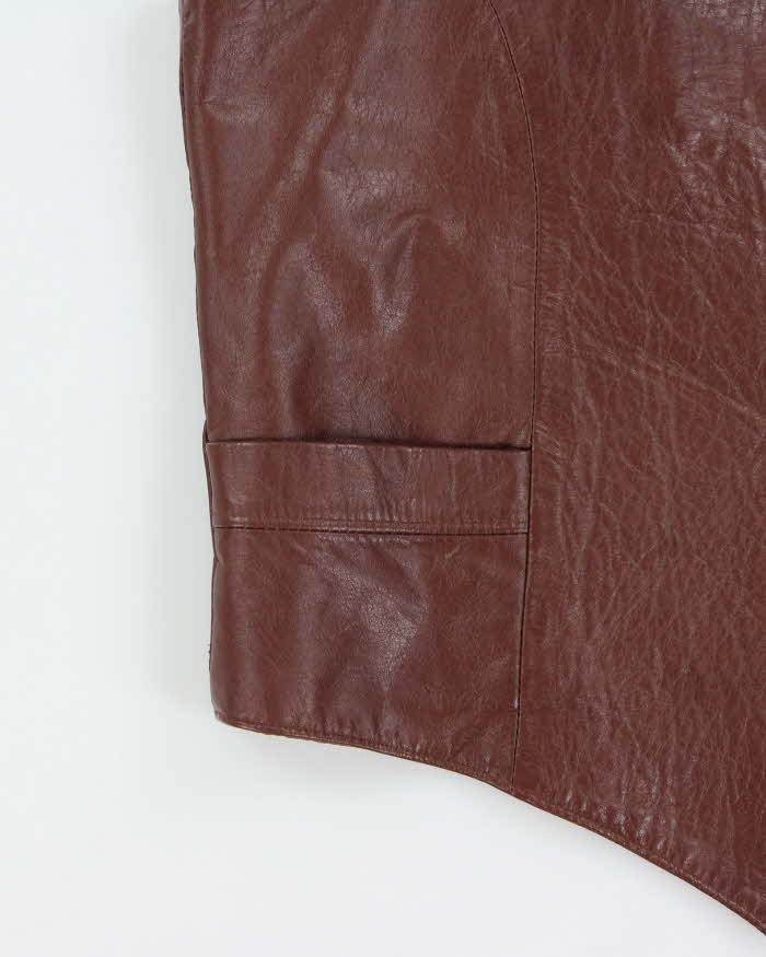 Vintage 1990s Pioneer Wear Brown Calfskin Leather Buckle Waistcoat - XL