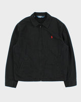 Vintage Y2K 00s Polo Ralph Lauren Black Canvas Twill Harrington Jacket - L