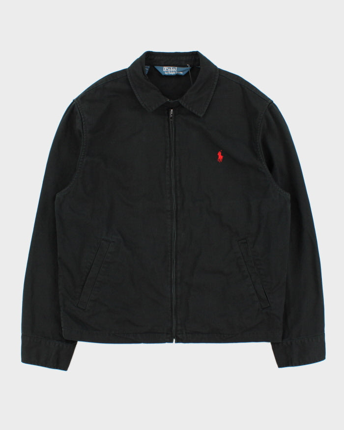 Vintage Y2K 00s Polo Ralph Lauren Black Canvas Twill Harrington Jacket - L