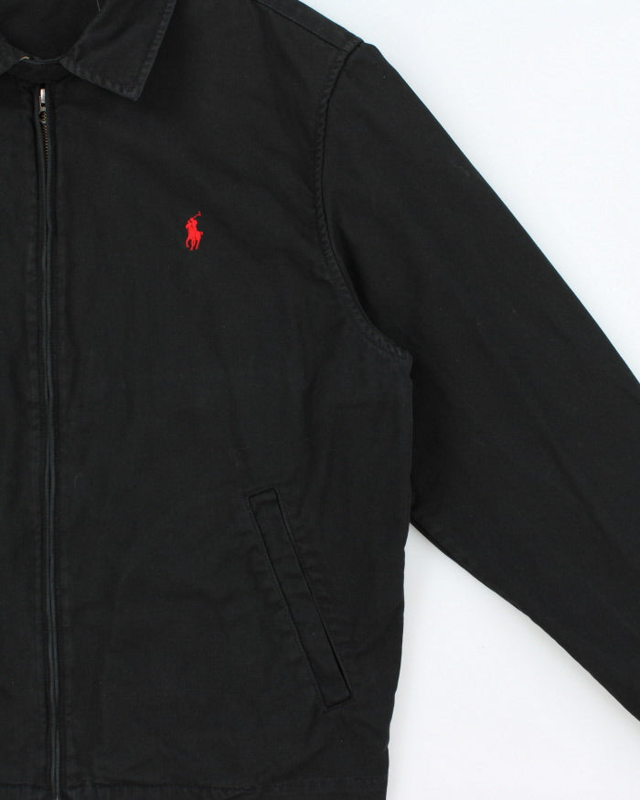 Vintage Y2K 00s Polo Ralph Lauren Black Canvas Twill Harrington Jacket - L