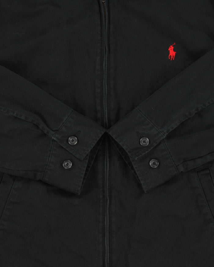 Vintage Y2K 00s Polo Ralph Lauren Black Canvas Twill Harrington Jacket - L