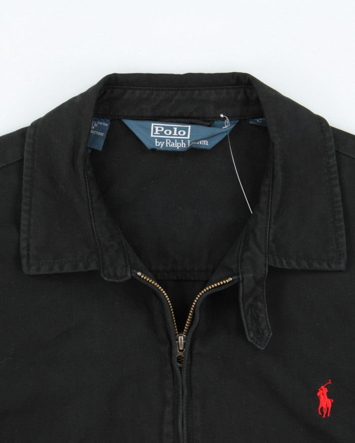 Vintage Y2K 00s Polo Ralph Lauren Black Canvas Twill Harrington Jacket - L