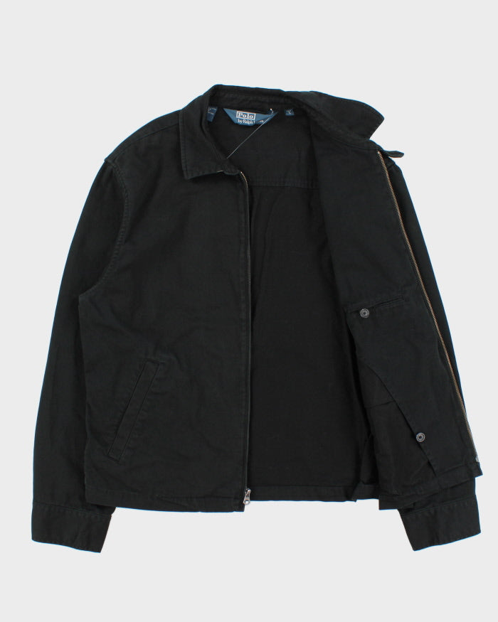Vintage Y2K 00s Polo Ralph Lauren Black Canvas Twill Harrington Jacket - L