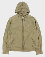 Vintage Polo Ralph Lauren Khaki Twill Canvas Hooded Harrington Jacket - L