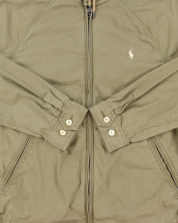 Vintage Polo Ralph Lauren Khaki Twill Canvas Hooded Harrington Jacket - L