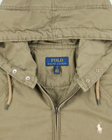 Vintage Polo Ralph Lauren Khaki Twill Canvas Hooded Harrington Jacket - L