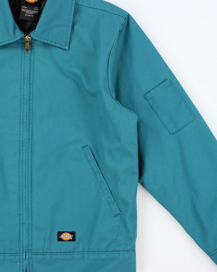 Dickies Eisenhower Teal Twill Quilt-Lined Water Resistant Harrington Jacket - S