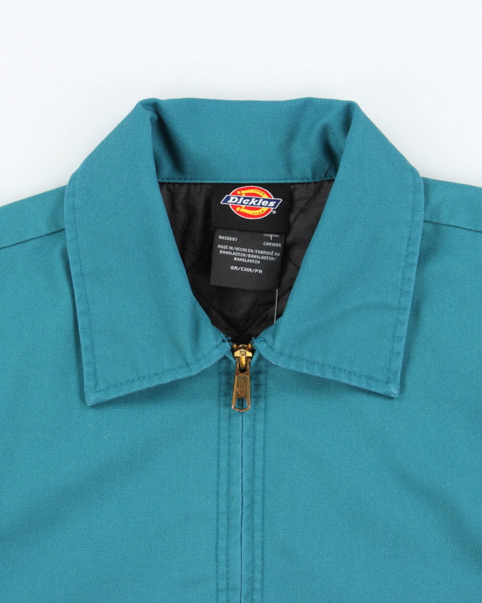 Dickies Eisenhower Teal Twill Quilt-Lined Water Resistant Harrington Jacket - S